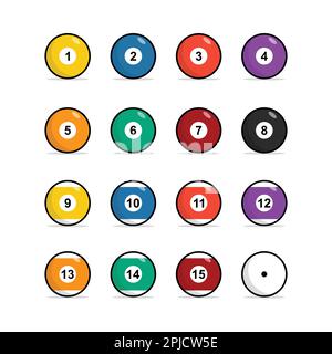 Billiard Ball Set Icon Design Template Elements Stock Vector
