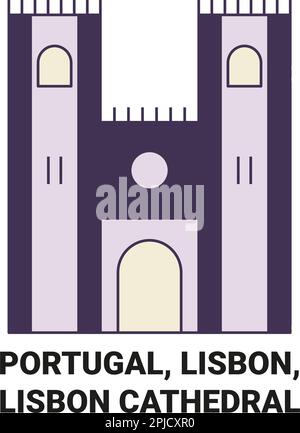 Portugal, Lisbon, Lisbon Cathedral travel landmark vector illustration Stock Vector