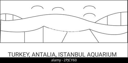 Turkey, Antalia, Istanbul Aquarium, travel landmark vector illustration Stock Vector