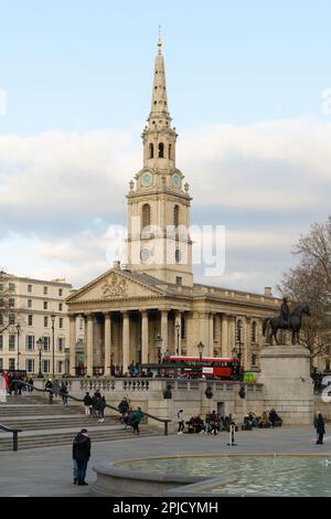 London, UK -February 27, 2023; St Martin in the Fields church across Trafalgar Square in Central London Stock Photo