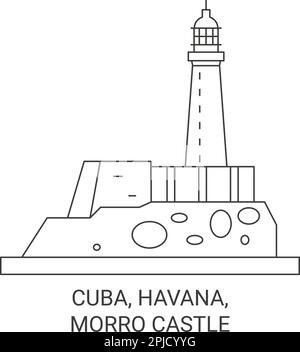 Cuba, Havana, Morro Castle travel landmark vector illustration Stock Vector