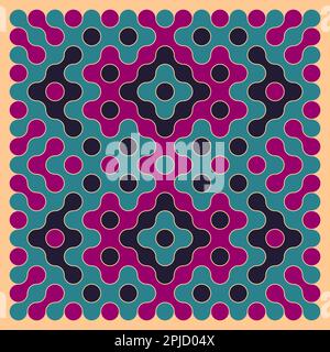 Random color rounded truchet tiling illustration Stock Vector