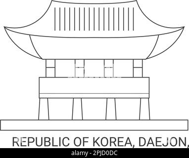 Republic Of Korea, Daejon, travel landmark vector illustration Stock ...