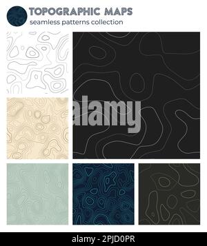 Topographic maps. Appealing isoline patterns, seamless design. Charming tileable background. Vector illustration. Stock Vector