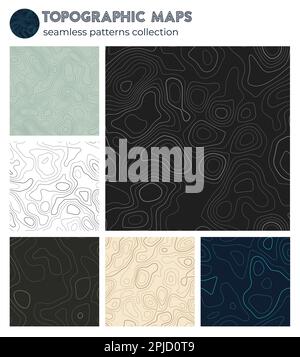 Topographic maps. Awesome isoline patterns, seamless design. Attractive tileable background. Vector illustration. Stock Vector