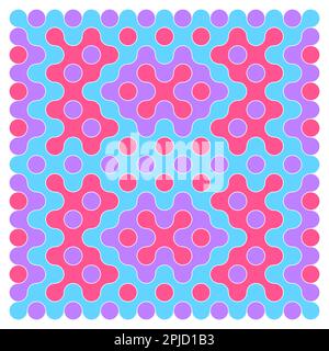 Random color rounded truchet tiling illustration Stock Vector
