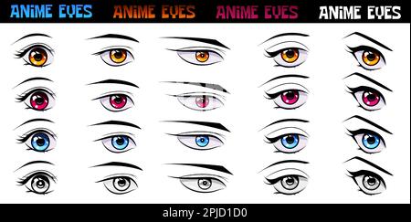 Set of Female Eyes of Different Colors in the Style of Manga. Stock Vector  - Illustration of design, cartoon: 273805147