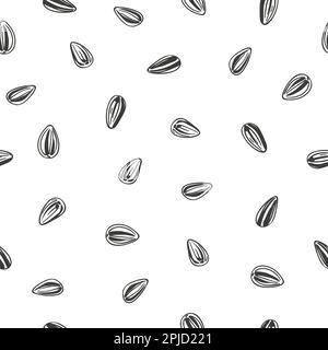 Sunflower seeds pattern. Vector seamless doodle background. Stock Vector
