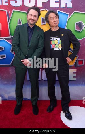 Photo: Shigeru Miyamoto and Charlie Day Attend The Super Mario Bros.  Movie Premiere in Los Angeles - LAP2023040150 