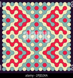 Random color rounded truchet tiling illustration Stock Vector