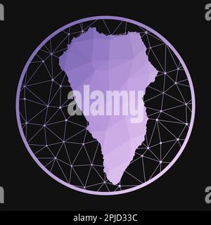 La Palma icon. Vector polygonal map of the island. La Palma icon in geometric style. The island map with purple low poly gradient on dark background. Stock Vector