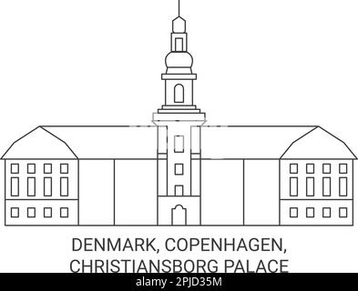 Denmark, Copenhagen, Christiansborg Palace travel landmark vector illustration Stock Vector