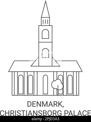 Denmark, Christiansborg Palace travel landmark vector illustration Stock Vector