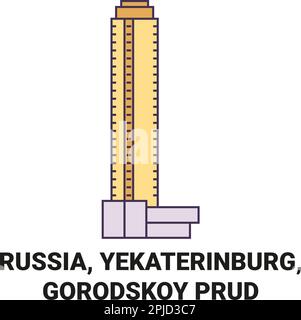 Russia, Yekaterinburg, Gorodskoy Prud travel landmark vector illustration Stock Vector