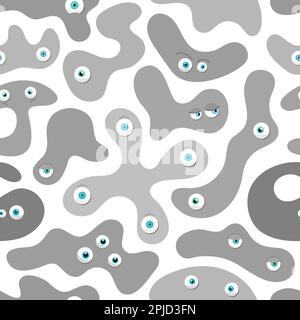 Abstract cute monsters pattern. Vector seamless background Stock Vector