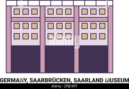 Germany, Saarbrucken, Saarland Museum travel landmark vector illustration Stock Vector
