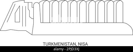 Turkmenistan, Nisa, travel landmark vector illustration Stock Vector