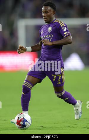 Harrison, New Jersey, USA. 3rd June, 2023. Orlando City SC forward IVÃ N  ANGULO (77) and Orlando City SC forward FACUNDO TORRES (17) celebrate  Orlando???s goal at Red Bull Arena in Harrison