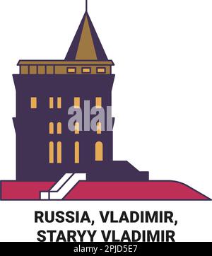 Russia, Vladimir, Staryy Vladimir travel landmark vector illustration Stock Vector