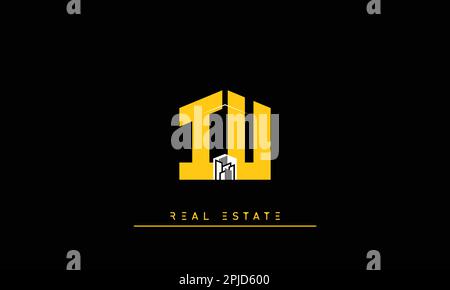 Real Estate letters Initials Monogram logo IU , UI Stock Vector