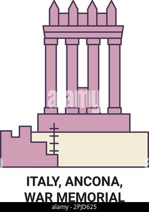 Italy, Ancona, War Memorial travel landmark vector illustration Stock Vector