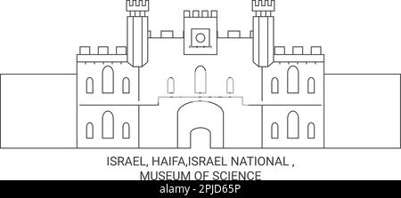 Israel, Haifa,Israel National , Museum Of Science travel landmark vector illustration Stock Vector