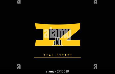 Real Estate letters Initials Monogram logo IZ , ZI Stock Vector