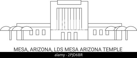 United States, Mesa, Arizona, Lds Mesa Arizona Temple, travel landmark vector illustration Stock Vector