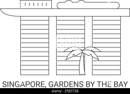 Singapore, Gardens By The Bay, travel landmark vector illustration Stock Vector