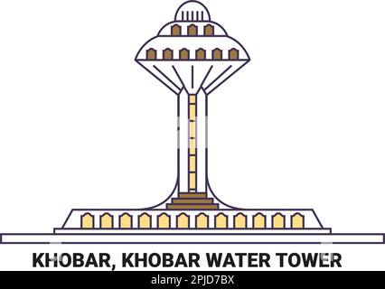 Saudi Arabia, Khobar, Khobar Water Tower, travel landmark vector illustration Stock Vector