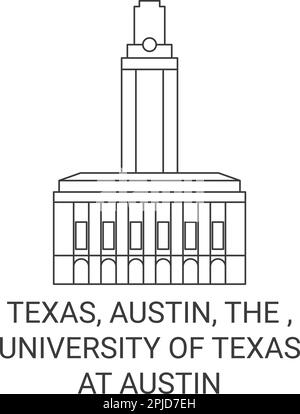 United States, Texas, Austin, The , University Of Texas At Austin travel landmark vector illustration Stock Vector