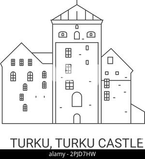 Finland, Turku, Turku Castle, travel landmark vector illustration Stock Vector