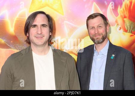 Michael Jelenic, Aaron Hovath 04/01/2023 The Special Screening of The Super Mario Bros. Movie held at the Regal LA Live in Los Angeles, CA Photo by Izumi Hasegawa/HollywoodNewsWire.net Credit: Hollywood News Wire Inc./Alamy Live News Stock Photo