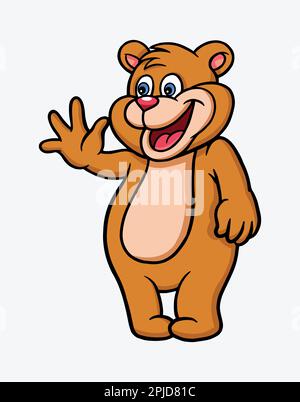 bear cartoon character, cute and colorful wild animal good use for symbol, logo, web icon, mascot, sticker, game element, or any design you want. Stock Vector