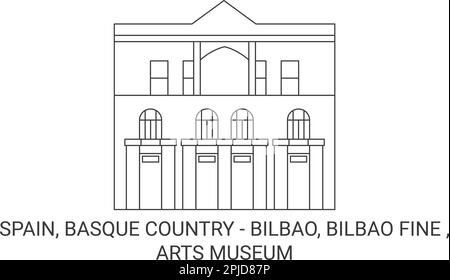 Spain, Basque Country Bilbao, Bilbao Fine , Arts Museum travel landmark vector illustration Stock Vector