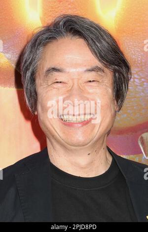 Takumi Kawagoe, Shigeru Miyamoto, Koji Kondo 04/01/2023 The Special  Screening of The Super Mario Bros. Movie held at the Regal LA Live in Los  Angeles, CA Photo by Izumi Hasegawa/HollywoodNewsWire.net Credit:  Newscom/Alamy