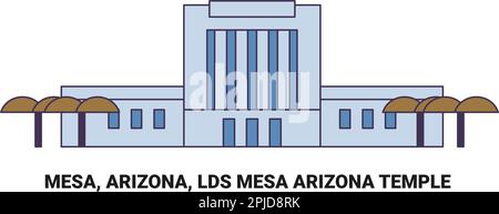 United States, Mesa, Arizona, Lds Mesa Arizona Temple, travel landmark vector illustration Stock Vector