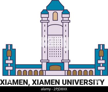 China, Xiamen, Xiamen University, travel landmark vector illustration Stock Vector