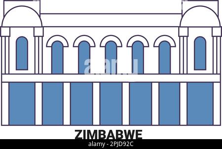 Zimbabwe travel landmark vector illustration Stock Vector