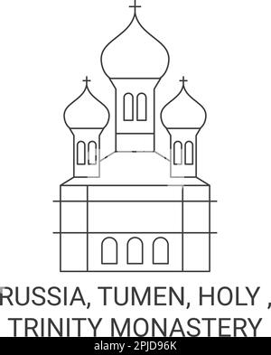 Russia, Tumen, Holy , Trinity Monastery travel landmark vector illustration Stock Vector