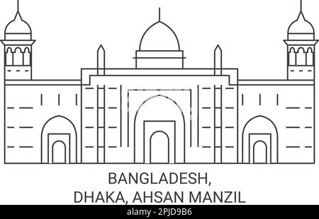 Bangladesh, Dhaka, Ahsan Manzil travel landmark vector illustration Stock Vector