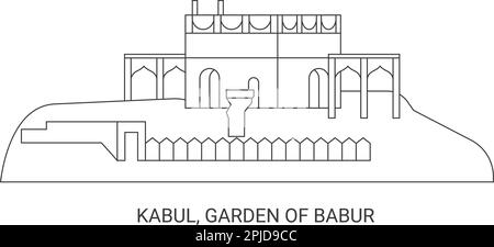 Afghanistan, Kabul, Garden Of Babur, travel landmark vector illustration Stock Vector