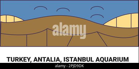 Turkey, Antalia, Istanbul Aquarium, travel landmark vector illustration Stock Vector