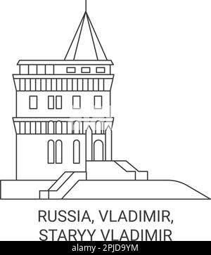 Russia, Vladimir, Staryy Vladimir travel landmark vector illustration Stock Vector