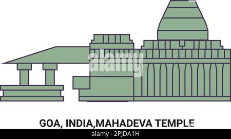 India, Goa, Mahadeva Temple travel landmark vector illustration Stock Vector