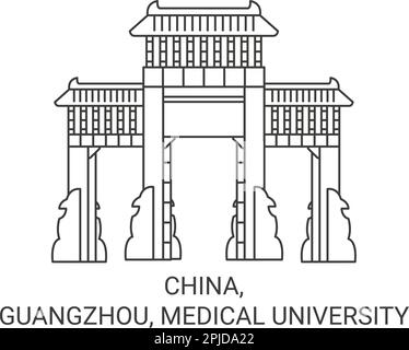 China, Guangzhou, Medical University travel landmark vector illustration Stock Vector