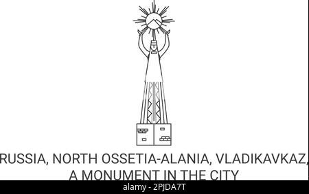 Russia, North Ossetiaalania, Vladikavkaz, A Monument In The City travel landmark vector illustration Stock Vector