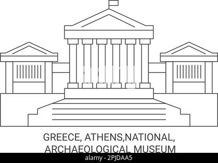Greece, Athens,National, Archaeological Museum travel landmark vector illustration Stock Vector