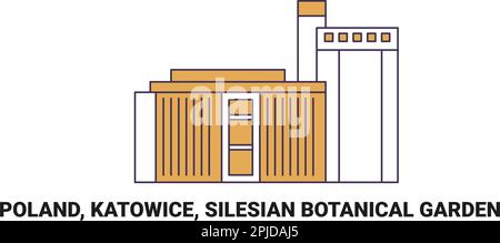 Poland, Katowice, Silesian Botanical Garden, travel landmark vector illustration Stock Vector