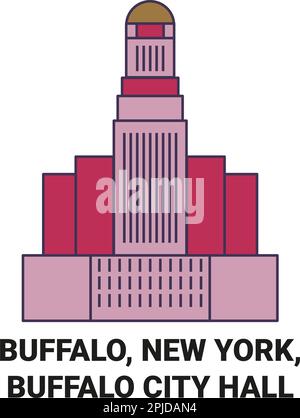 United States, Buffalo, New York, Buffalo City Hall travel landmark vector illustration Stock Vector
